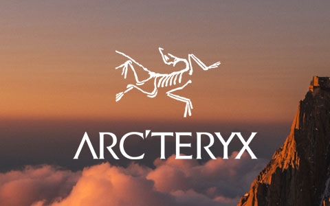 Lots of snow with Arc'teryx brand logo in the middle