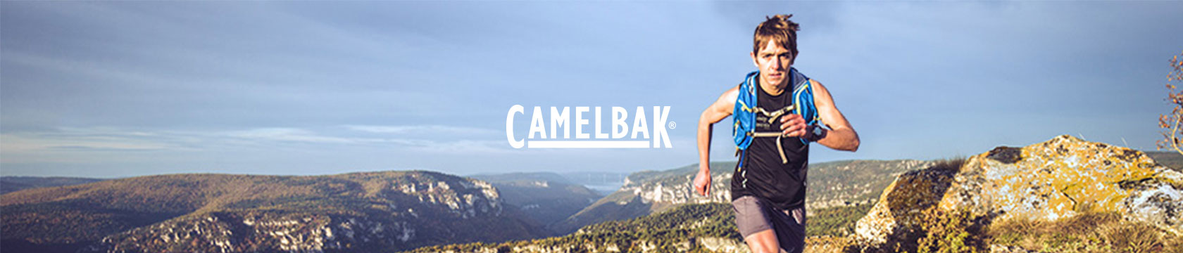 Man running with CamelBak gear.