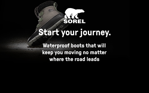 SOREL boots on the black background