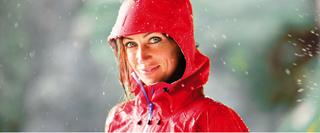 Woman Wearing a Waterproof Hood