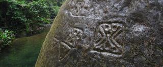 Big stone with some old paintings