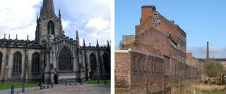 Sheffield Catherdal and Old Factories
