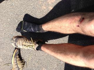 Close up of runner's feet after an expedition
