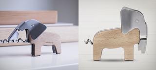 elephant shaped chrome and wood corkscrew