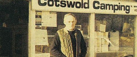 Two men next to the first Cotswold Outdoor shop