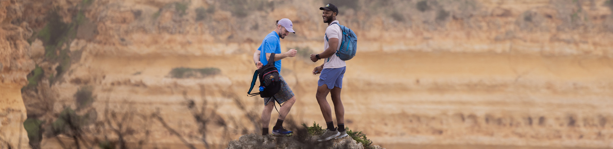 Persons hiking outdoors