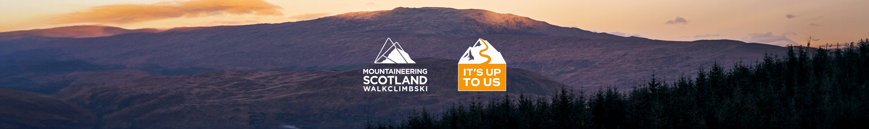 Mountain with Mountaineering Scotland and Its up to us logo