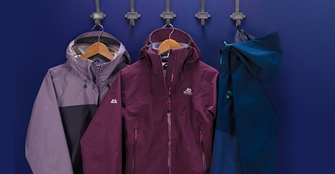 Row of Coloured Waterproofs Including Rab and Berghaus