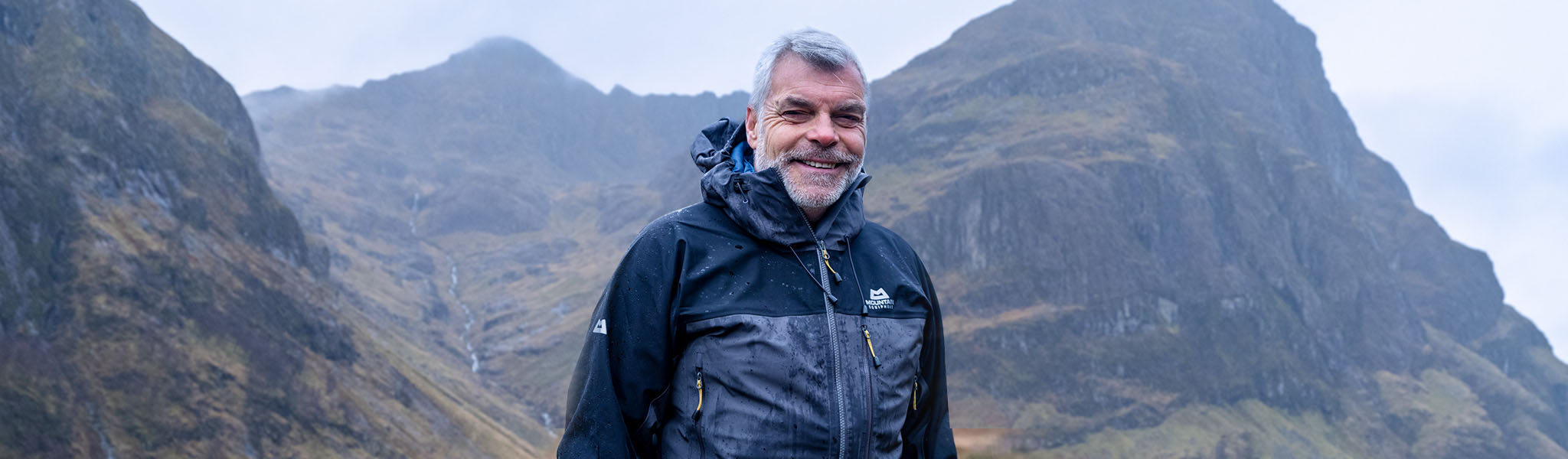 Man wearing a Mountain Equipment Waterproof Jacket