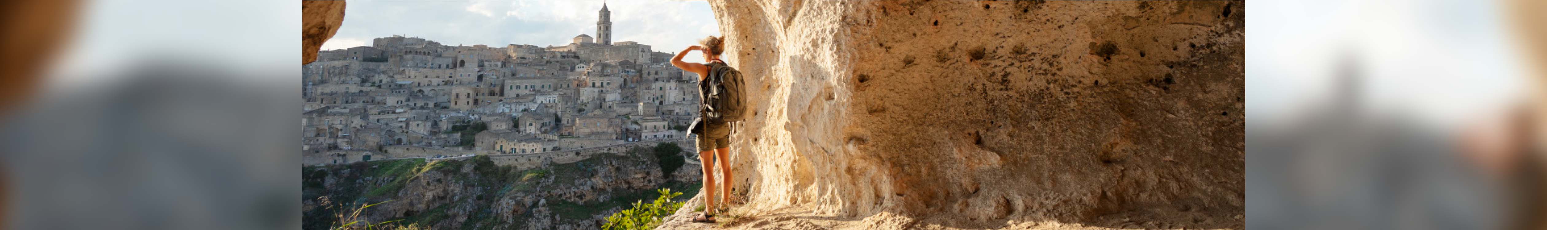 Woman exploring city
