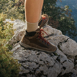 Walking shoes on a rock