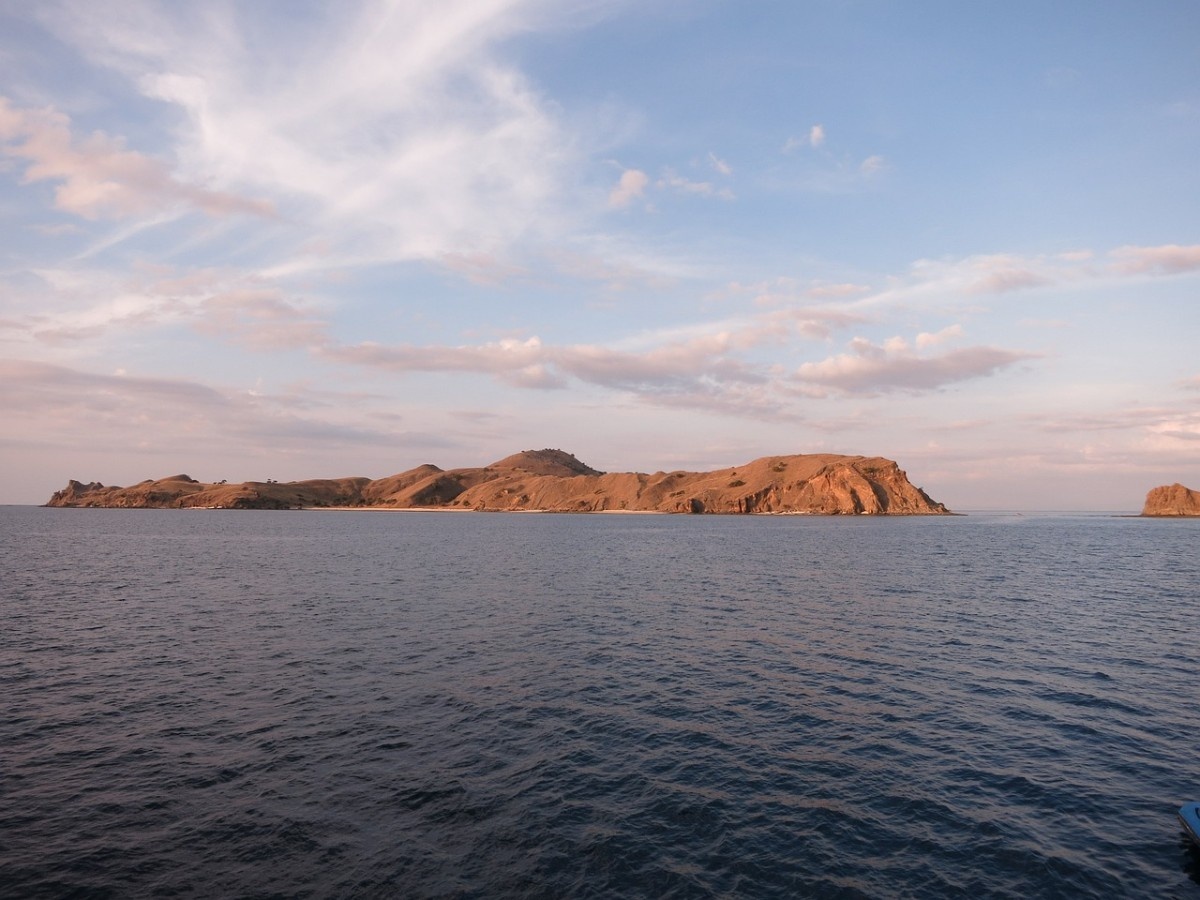 Rock formations surrounded by water in Komodo National Park