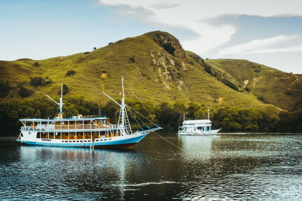 Boats on the sea at Komodo National Park 