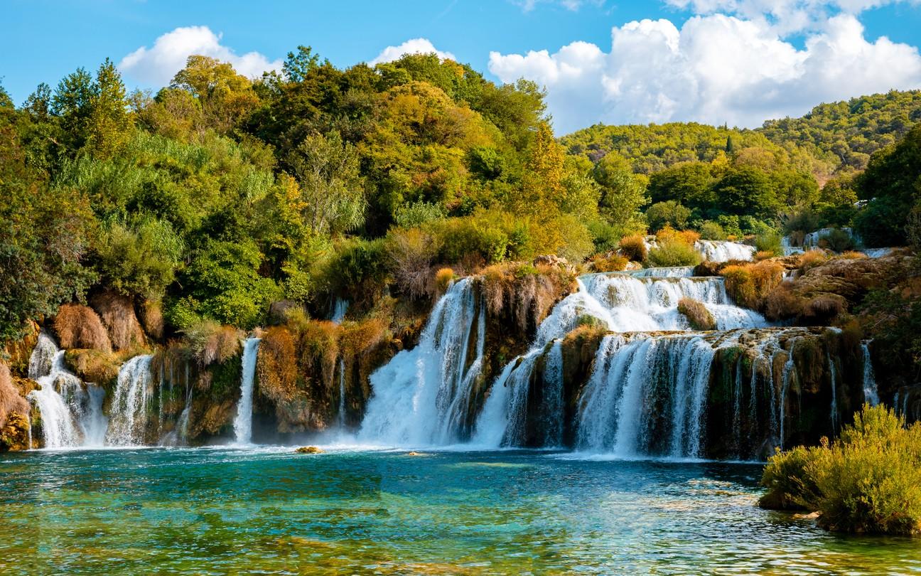 Beautiful waterfall at Krka National Park 