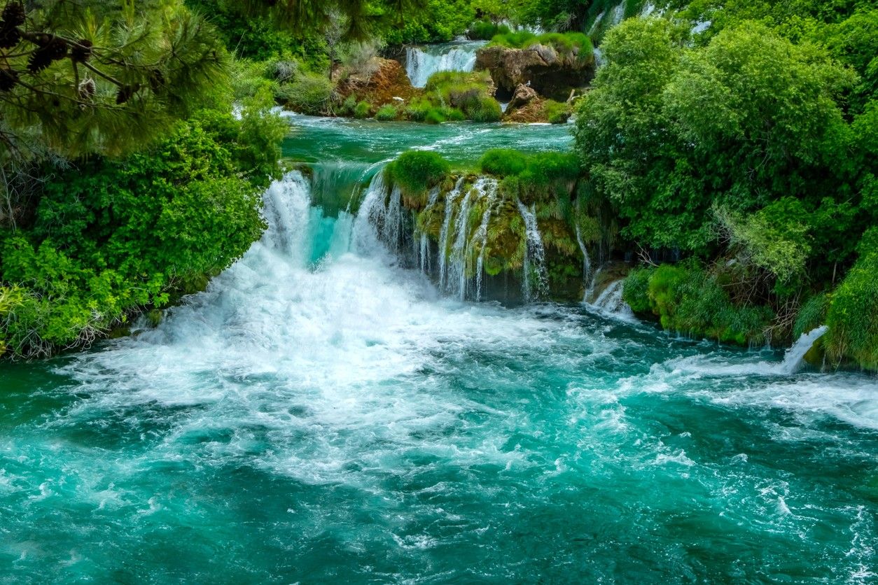 Beautiful waterfall at Krka National Park 