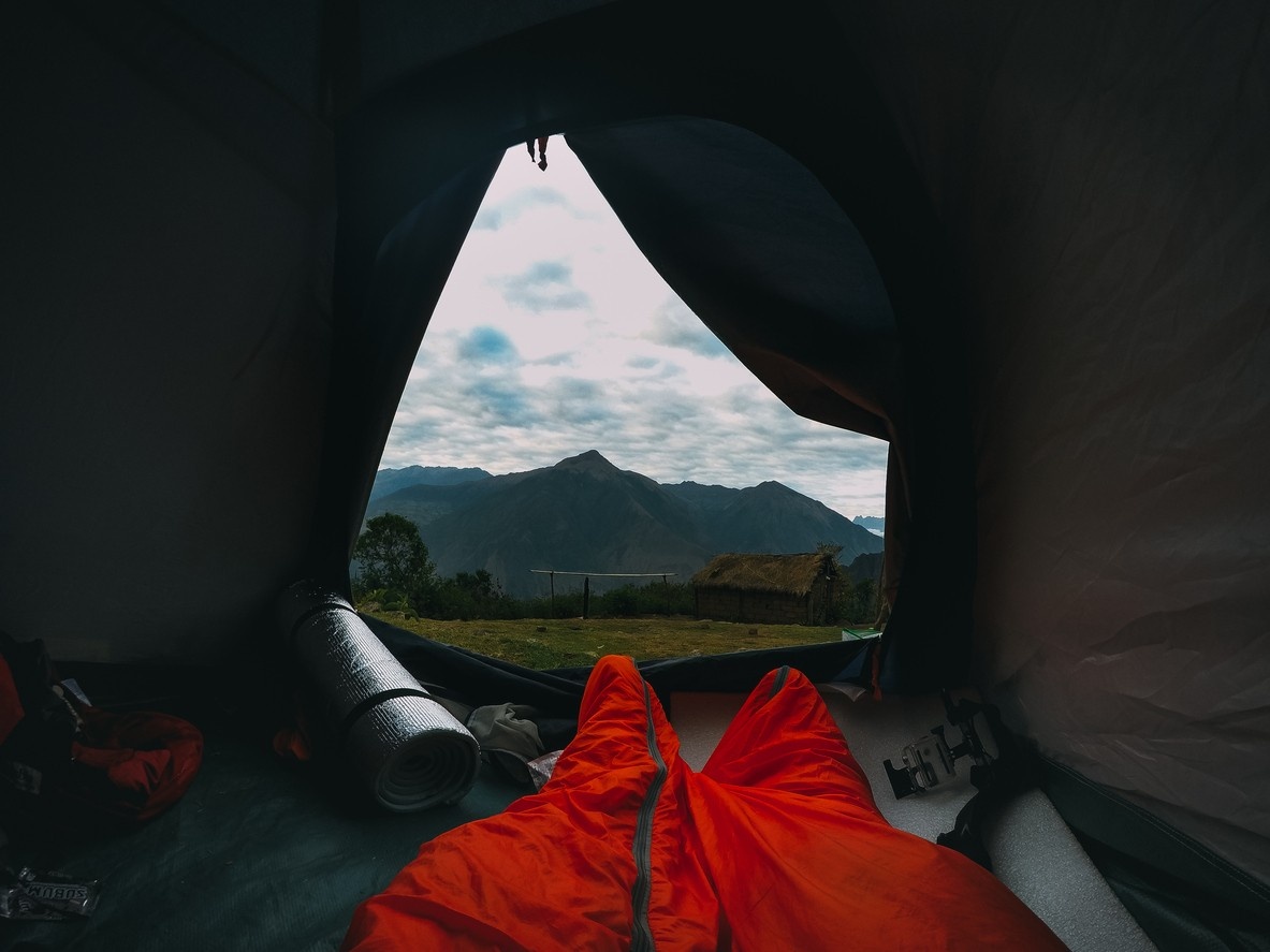 View from inside a tent